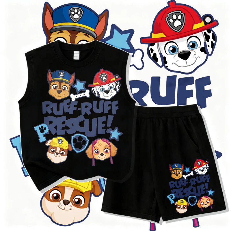 ชุดเด็กฤดูร้อน ลาย Paw Patrol ผ้าฝ้ายนุ่ม ระบายอากาศดี สำหรับเด็กผู้ชายผู้หญิง