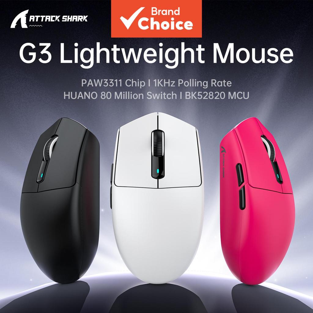 G3 Pro Attack Shark Tri-Mode Wireless Gaming Mouse PAW3311 25000DPI 500mAh แบตเตอรี่,,