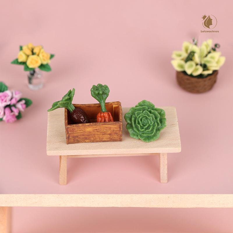 [PE] 1/12 Dollhouse Mini ผักจําลองพร้อมตะกร้าตุ๊กตาตกแต่งห้องครัวตุ๊กตาเครื่องใช้ในบ้านแกล้งทําเป็นเ