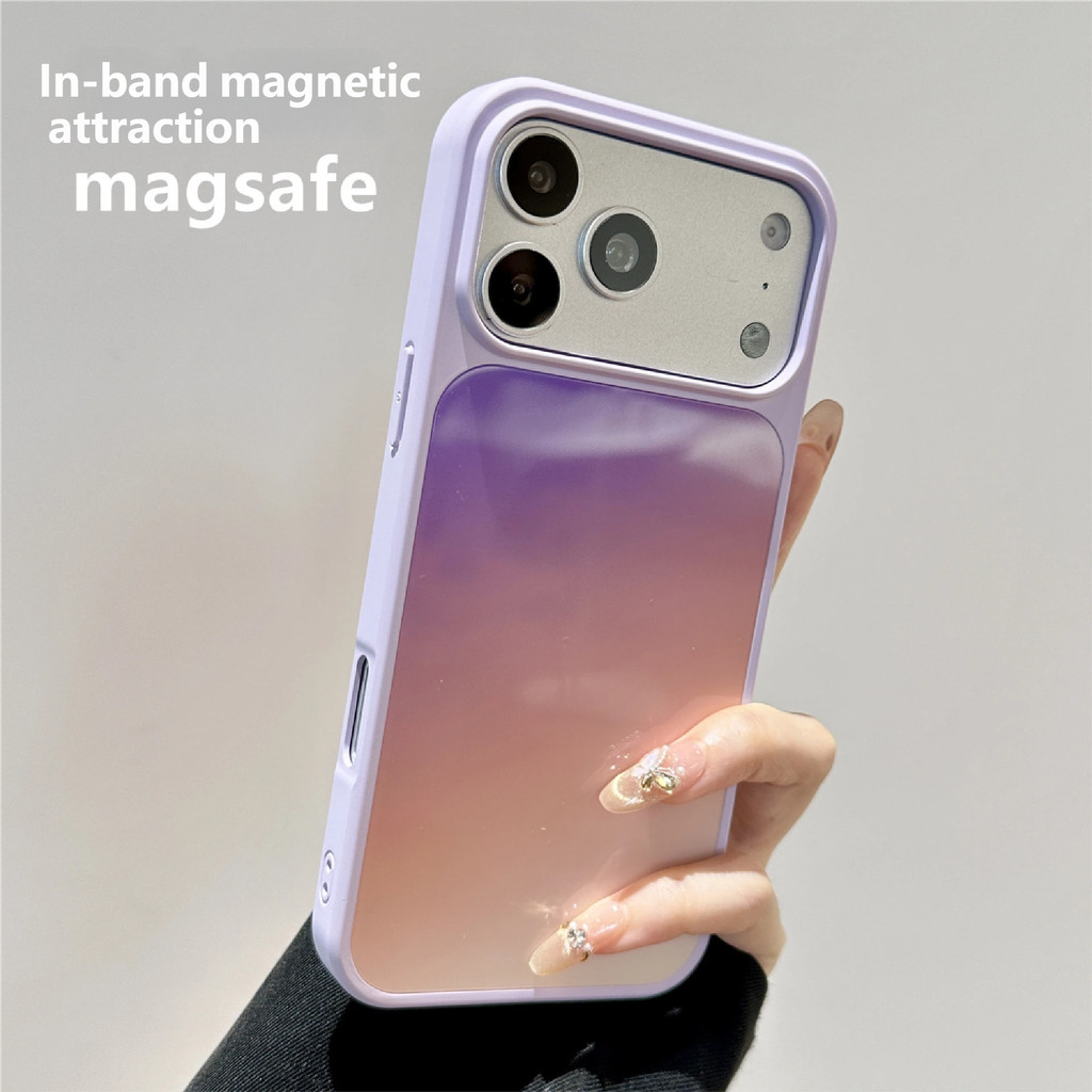 เหมาะสําหรับ Apple 17promax 17pro 17 ฝังเคสโทรศัพท์แม่เหล็ก Macaron iPhone16promax 16pro 16 Gradient สี 15promax 15pro 15 เคสป้องกัน 14promax 14pro 14 13promax 13pro 13