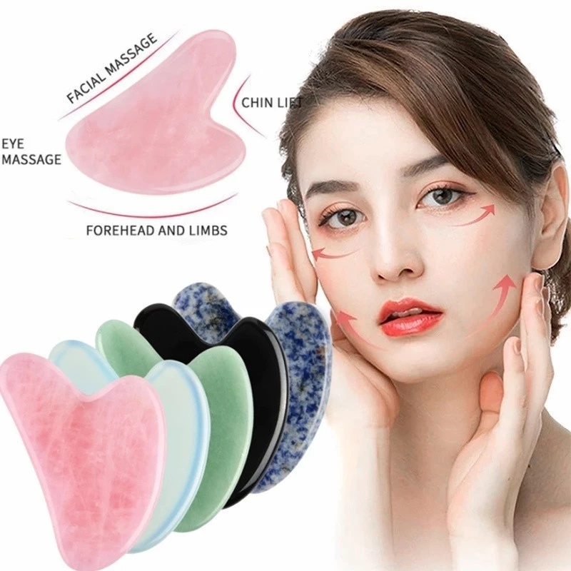 BLIVO ขูดหน้า เครื่องมือนวดหยกขูด แผ่นกัวซา สําหรับนวดใบหน้า และลําคอ ใบหน้า ผ่อนคลาย-em