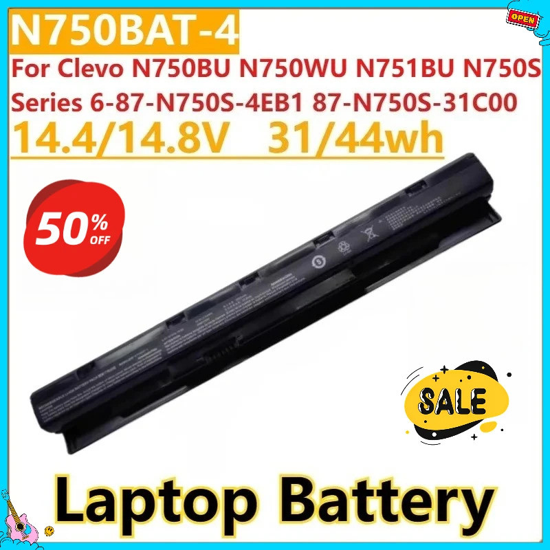 ใหม่ N750BAT-4 แบตเตอรี่แล็ปท็อป 14.4/14.8V สําหรับ Clevo N750BU N750WU N751BU N750S Series 6-87-N75