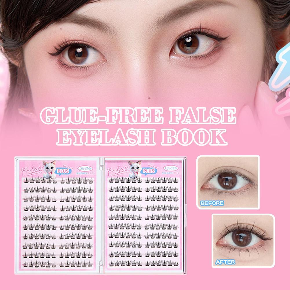 Non กาว False Eyelash Book ธรรมชาติ Segmented Voluminous Eyelashes Curled False Q6n0