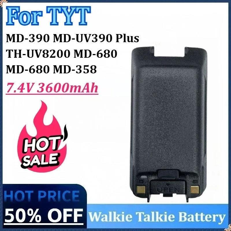 ใหม่ 7.4V 3600mAh แบตเตอรี่เครื่องส่งรับวิทยุหนาสําหรับ TYT MD-390 MD-UV390 Plus MD-680 MD-358 TH-UV
