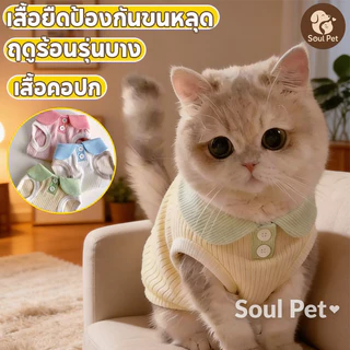 ชุดแมวแฟชั่น เสื้อหมา ชุดหมาสดชื่น เสื้อคอปก เสื้อยืดลายสัตว์เลี้ยง สวมใส่และถอดออกได้ง่าย