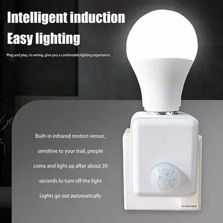 [LightHive] AC110-240V ติดผนัง LED เซ็นเซอร์อินฟราเรดมนุษย์ผู้ถือโคมไฟอัจฉริยะ Delay E27 สกรูพอร์ตเซ็นเซอร์โคมไฟหัวอะแดปเตอร์ (TH)