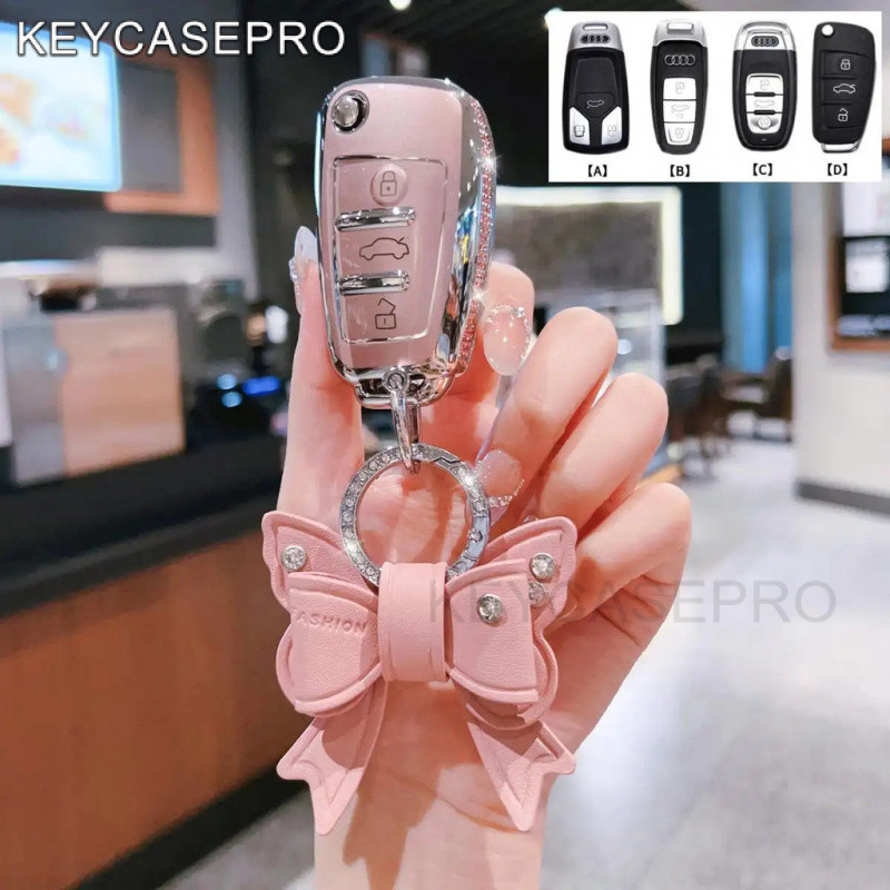 สีชมพู/สีขาวรถ Remote Key สําหรับ Audi A3 A4 A5 A6 A7 A8 Q2 Q3 Q4 Q5 Q7 Q8 e-tron R8 S3 S4 S5 S6 S7 