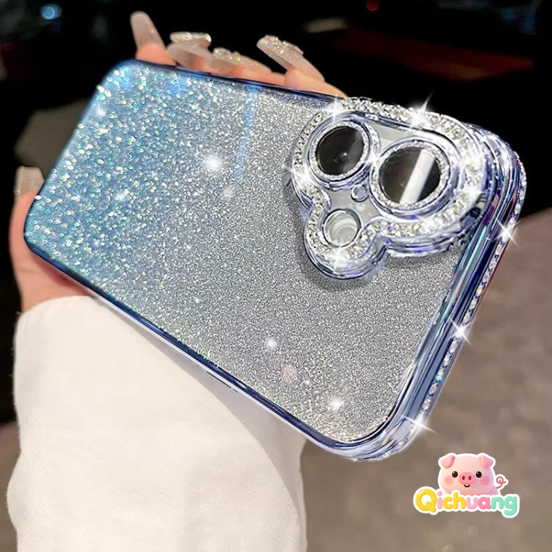 Shining สําหรับ iPhone 17 Air 16 15 Pro Max Plus เคสโทรศัพท์ชุบไล่โทนสีโปร่งใสเงา Glitter Bling หรูหราพรีเมี่ยมปลอกอ่อนกรณีฝาหลัง
