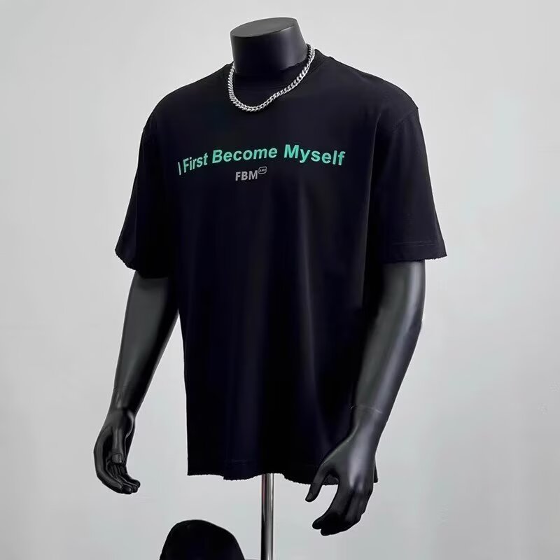 2026 เสื้อยืดแขนสั้นผู้ชาย Street Wear ฤดูร้อนหลวมครึ่งแขน 2025 สไตล์ใหม่ Influencer Trend ins พิมพ์