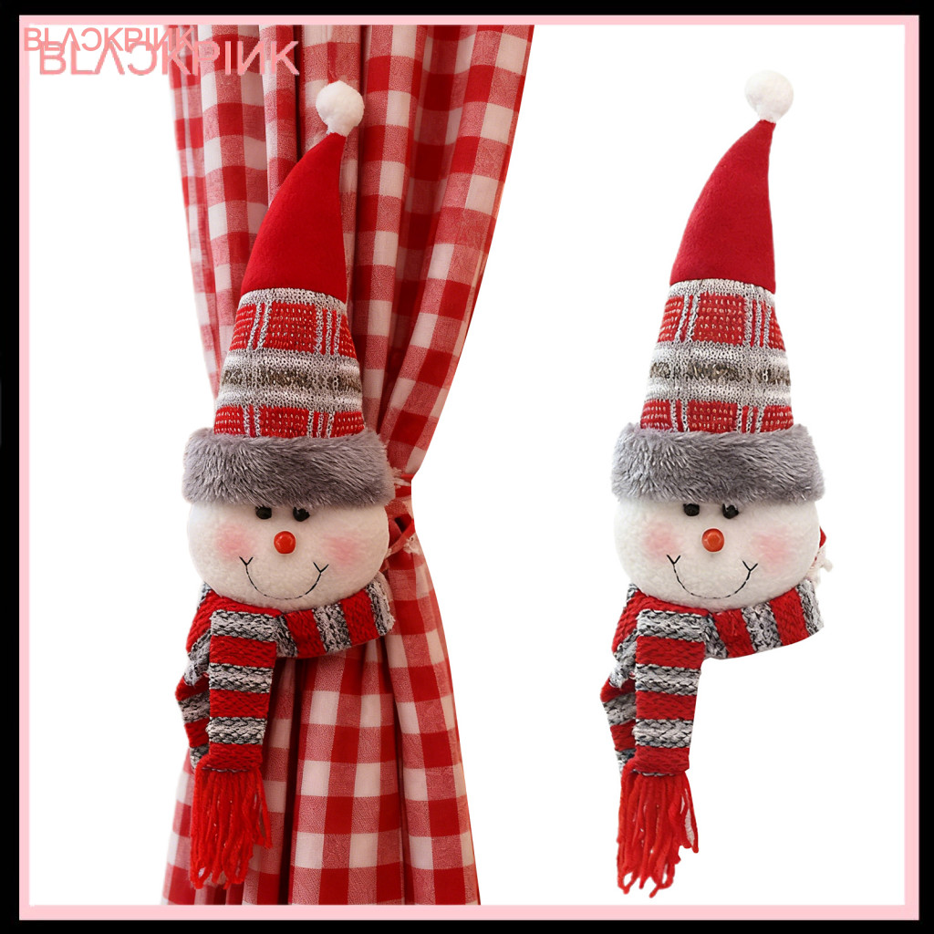 <Sunshine123> ที่วางผ้าม่านซานตาคลอส สายรวบม่านคริสต์มาส หัวเข็มขัดผูกหลัง 3d Santa Snowman Reindeer