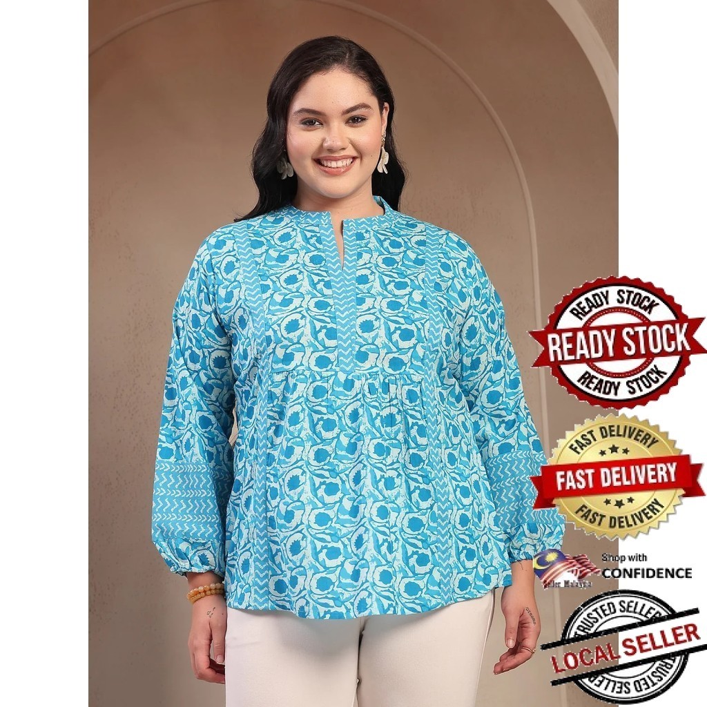 3XL - 6XL Indian Kurti พร้อมกางเกงและ duptta Long Short Women Kurtis Kurta Tunic Top Blouse Plus Set