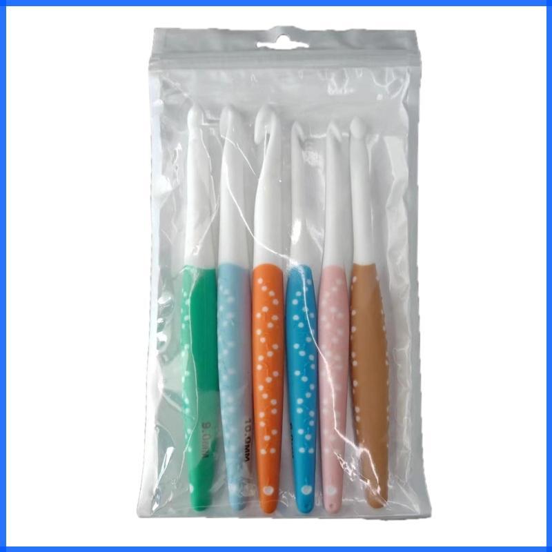 Con Pack of 6 ตะขอโครเชต์ตะขอ ABS ตะขอจับสบาย Ergonomic หลายขนาดรวมทูโทน