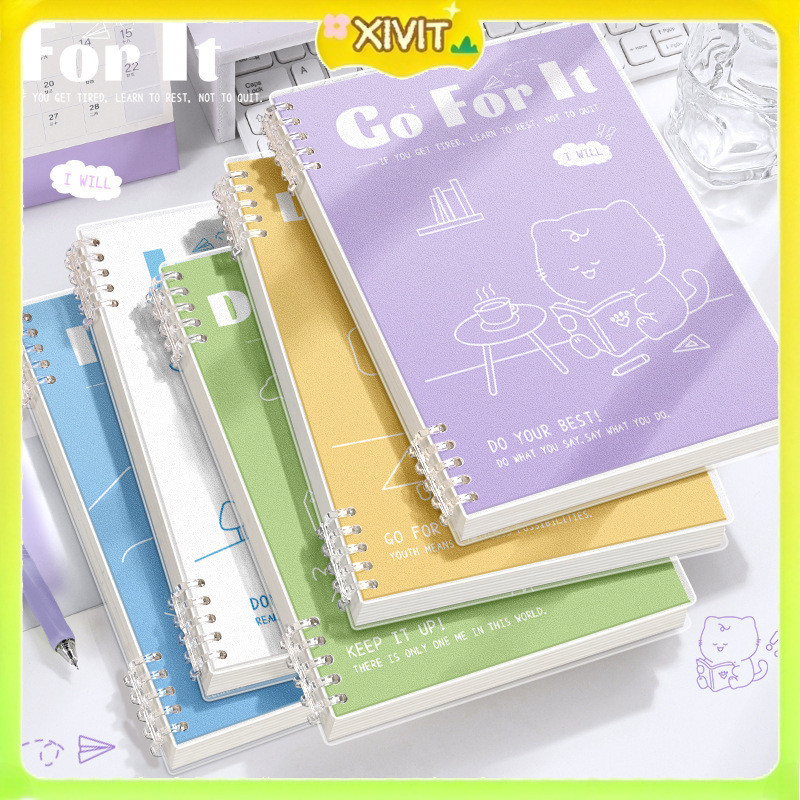 การ์ตูนน่ารัก Binder Notebook B5 Line / Aesthetic Notebook B5 Book / Puppy Cartoon Leaf Notebook