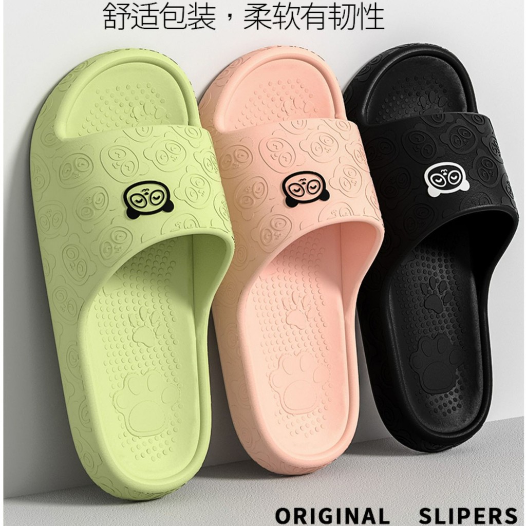 ขายส่ง Slip บนหนา Soled รองเท้าแตะผู้หญิงฤดูร้อนในร่มบ้านกลางแจ้งคู่ลื่นการ์ตูน Panda Shop Lzboi 4 t