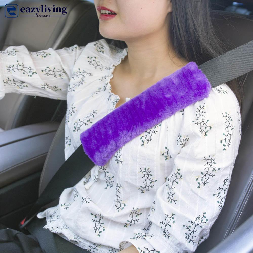 EAZYLIVING 2 ชิ้นรถที่นั่งbelt ไหล่ Pad สบายขับรถเข็มขัดนิรภัยรถ Soft Plush Auto Seatbelt G3V2