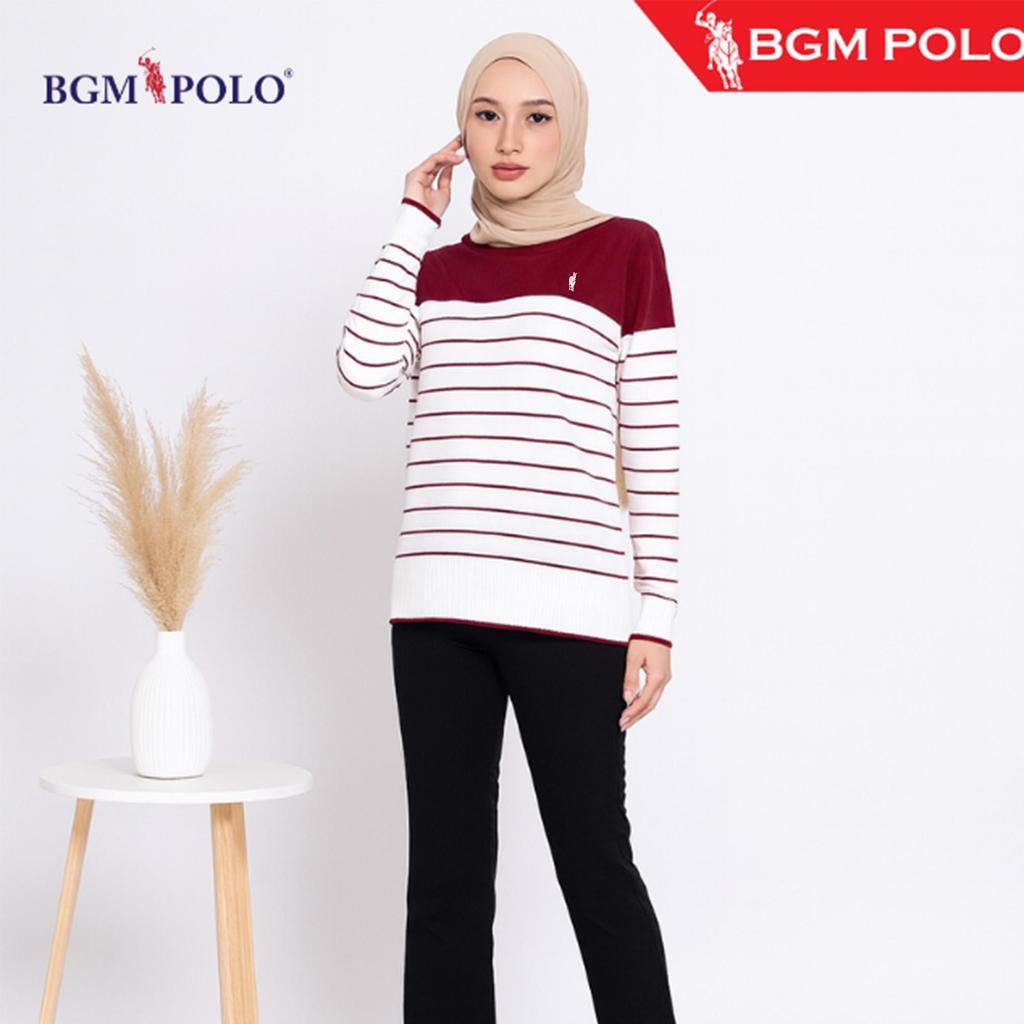 BGM POLO LADIES ROUND NECK KNITWEAR พร้อมโลโก้-BP-RNB468KTW888-CNCTW เสื้อผ้าเสื้อผู้หญิง