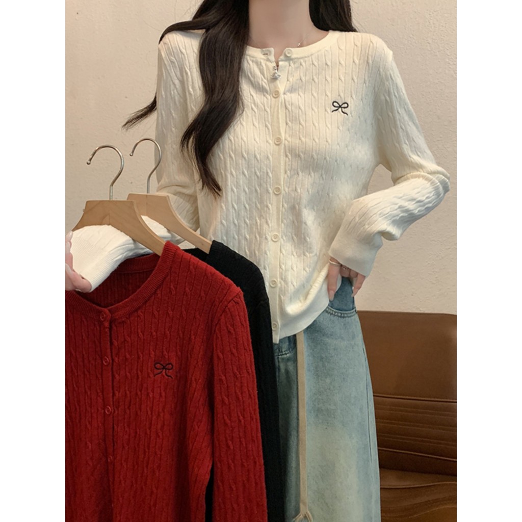 HOT 'พร้อมส่ง' DZ196-1 เสื้อกันหนาวไหมพรมแขนยาว คอกลม สีสดใส - รูปที่ 3