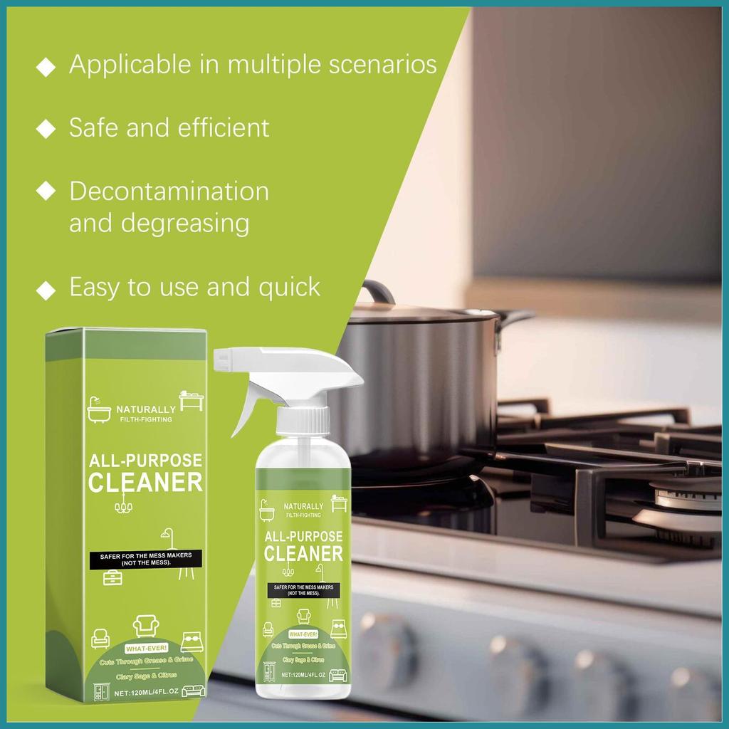 Grease Remover 120ml Oil Remover สเปรย์ทําความสะอาดอเนกประสงค์สําหรับเตาอบพื้นห้องครัวห้องน้ําสแตนเล