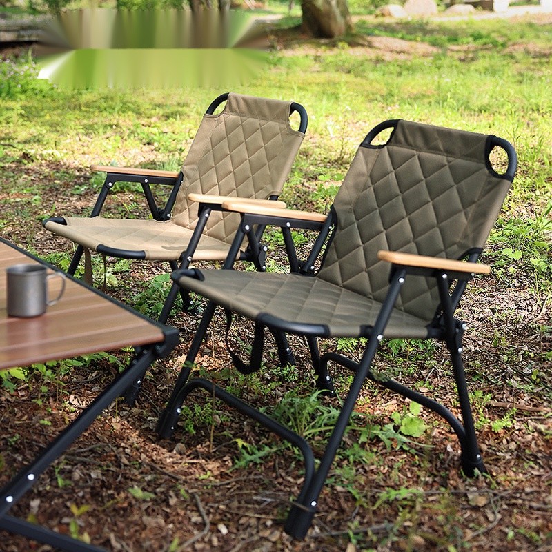 Outdoor camping double folding chair field camp leisure chair aluminum alloy folding chair outdoor p