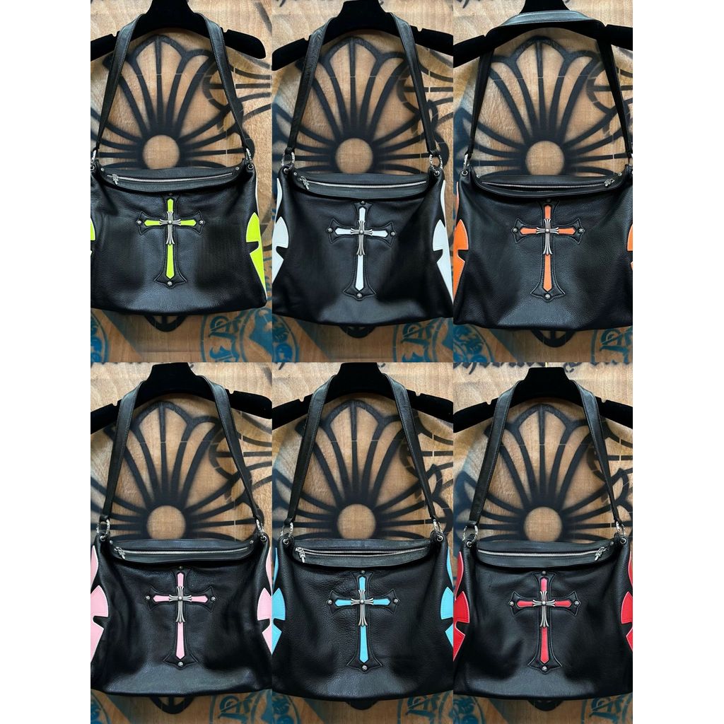 U5I2 Chrome Hearts Couple Style Women's Distressed Leather Color Block Cross925Silver Big Chicken Sh