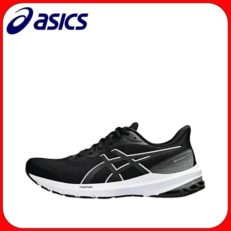 แฟชั่น [AOS Sports] ASICS GT-1000 12 รองเท้าวิ่งจ๊อกกิ้ง 1011B631-004 รองเท้าผ้าใบผู้ใหญ่สีดําสีขาว 