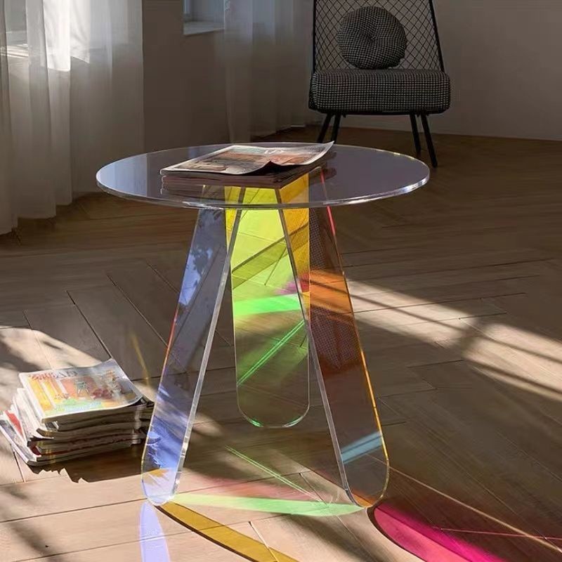 Fashion Nordic colorful coffee table balcony round table acrylic transparent coffee table round corn