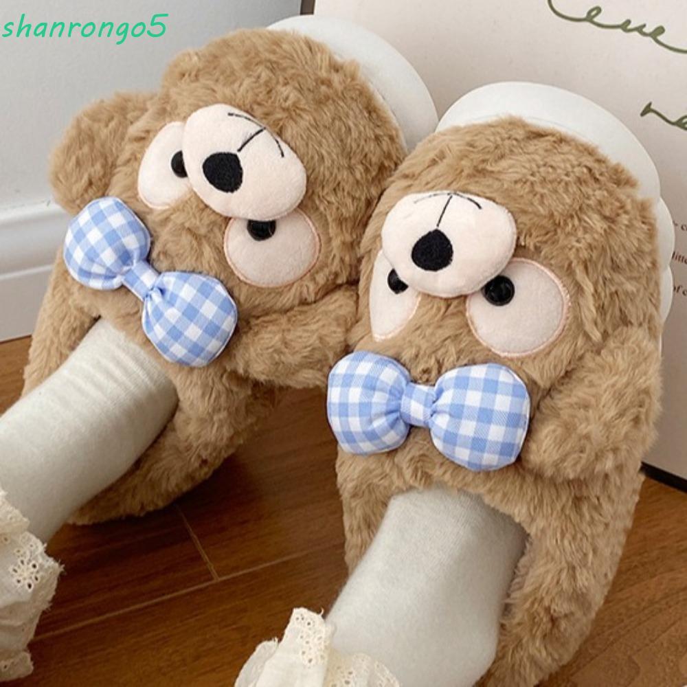 Zonal Duffy Bear Cartoon Fuzzy Platform Flip Flops สำหรับผู้หญิง แบบAnti-Slip