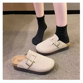 (เกรดA) TX766 รองเท้าแตะสวมเปิดส้นมาใหม่ หนังกลับดีเทลอะไหล่เข็มขัด พื้นหนา5.5 CM สีพื้นเรียบๆดีไซน์สวย สวมใสสบาย