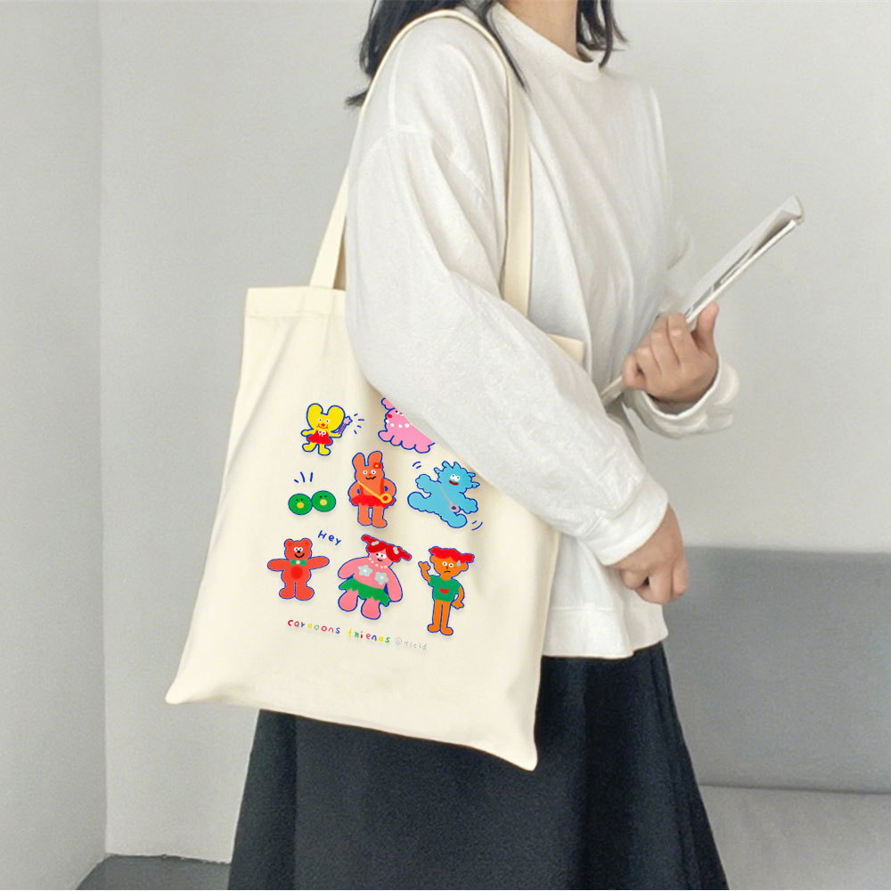 Cake Kurumi Canvas Tote Bag for Women Large Capacity Shopping Travel Bag