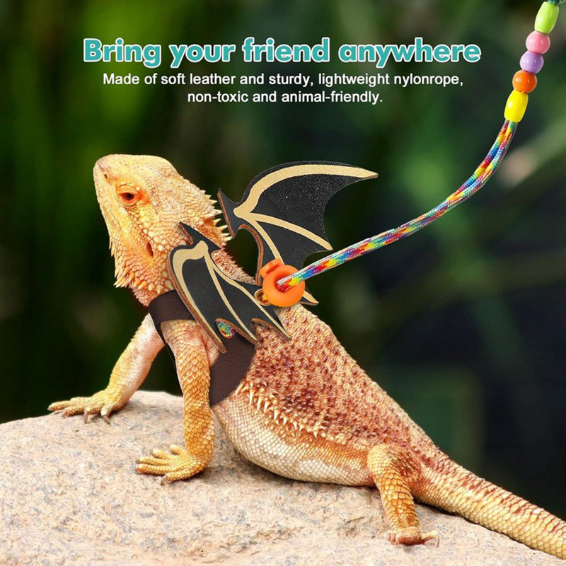 Lizard Leash Climbing Pet Walking Lizard Leash Adjustable Color Wings Schoolbag Brown Lion Lizard Le