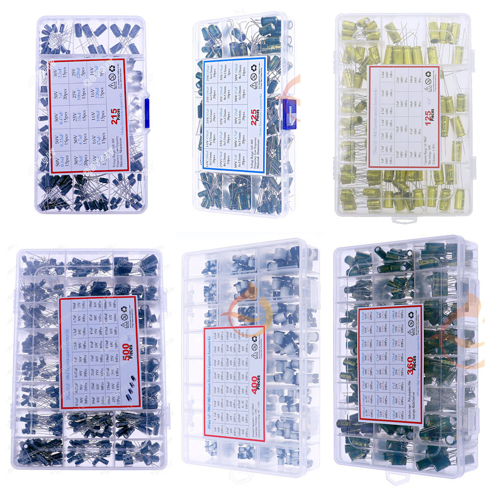 16V-400V 0.1uF-1500uF DIP SMD Electrolytic Capacitors Assortment Kit