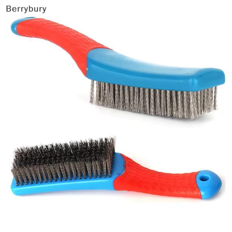 Berrybury แปรงลวดสแตนเลสสําหรับงานหนักพร้อมที่จับพลาสติกที่สะดวกสบายเหมาะสําหรับการถอดสนิม, ตะกรันเชื่อม, สิ่งสกปรก, และสีใหม่