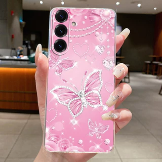 SAMSUNG สําหรับSamsung A26 A36 A56 5G Clearแฟชั่นผีเสื้อดอกไม้Soft TPU JellyปกหลังสําหรับSamsung Galaxy A56 A36 A26 5Gเคสโทรศัพท์