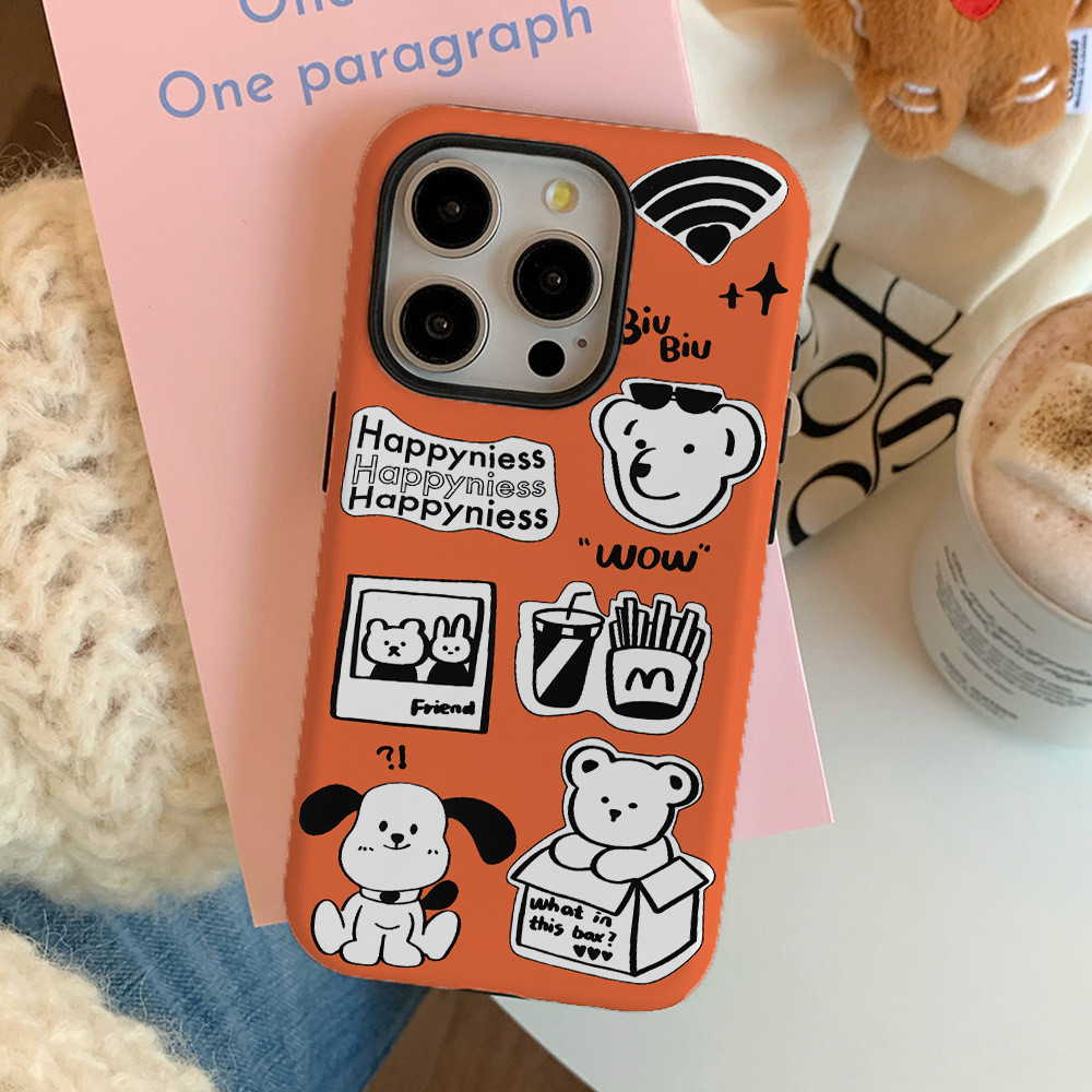 การ์ตูนการ์ตูนหมีภาพประกอบเคสโทรศัพท์เข้ากันได้ไอโฟน XSMax 17มือโปร สร้างสรรค์15มือโปร 14บวกกันกระแท