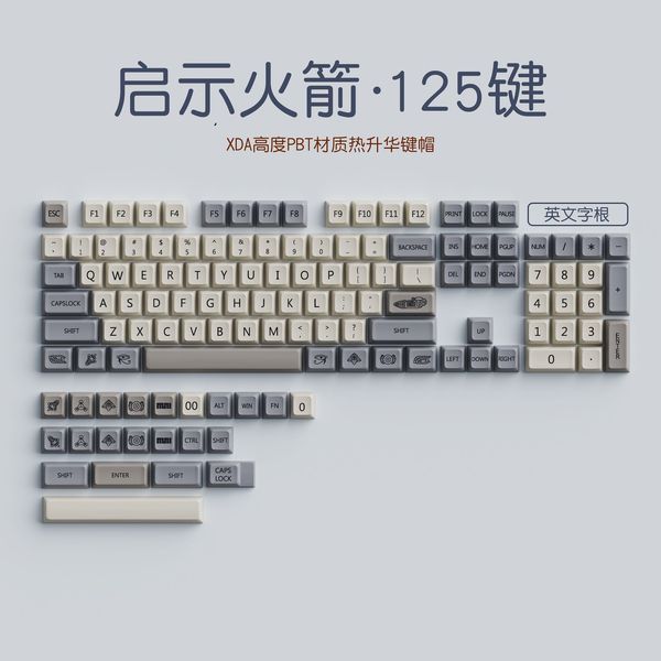 คีย์แคป keycap คีย์แคปไทย Revelation Rocket ภาษาอังกฤษญี่ปุ่น 120-Button ขนาดเล็กชุด PBT Sublimation