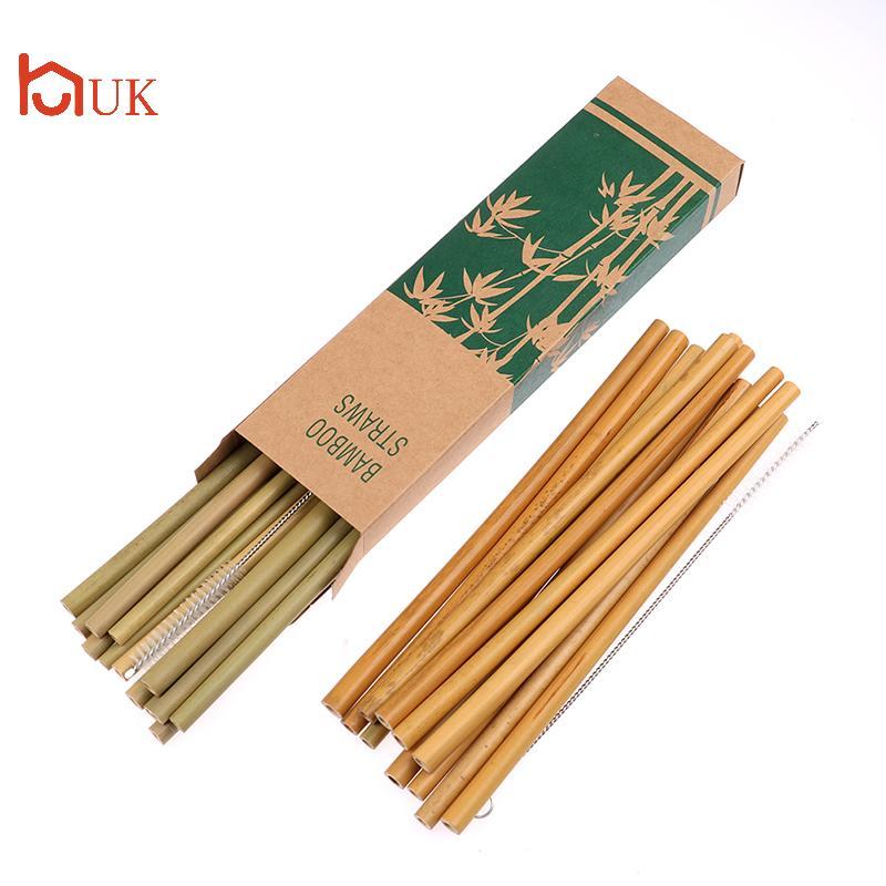 UK หลอดดูดน้ำไม้ไผ่1ชิ้นเป็นมิตรต่อสิ่งแวดล้อมสำหรับงานปาร์ตี้ห้องครัวพร้อมแปรงทำความสะอาด