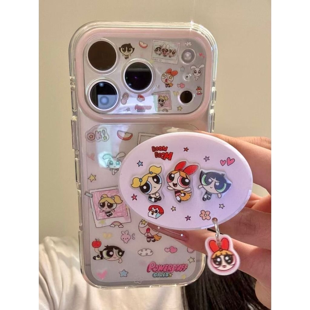 เคสโทรศัพท์ เหมาะสําหรับ iPhone 11 12 13 14 15 16 17 Pro max Plus Powerpuff Girls + Bracket Shock-proof Shock-proof เคสป้องกันรวมทุกอย่างกรณี ABRE