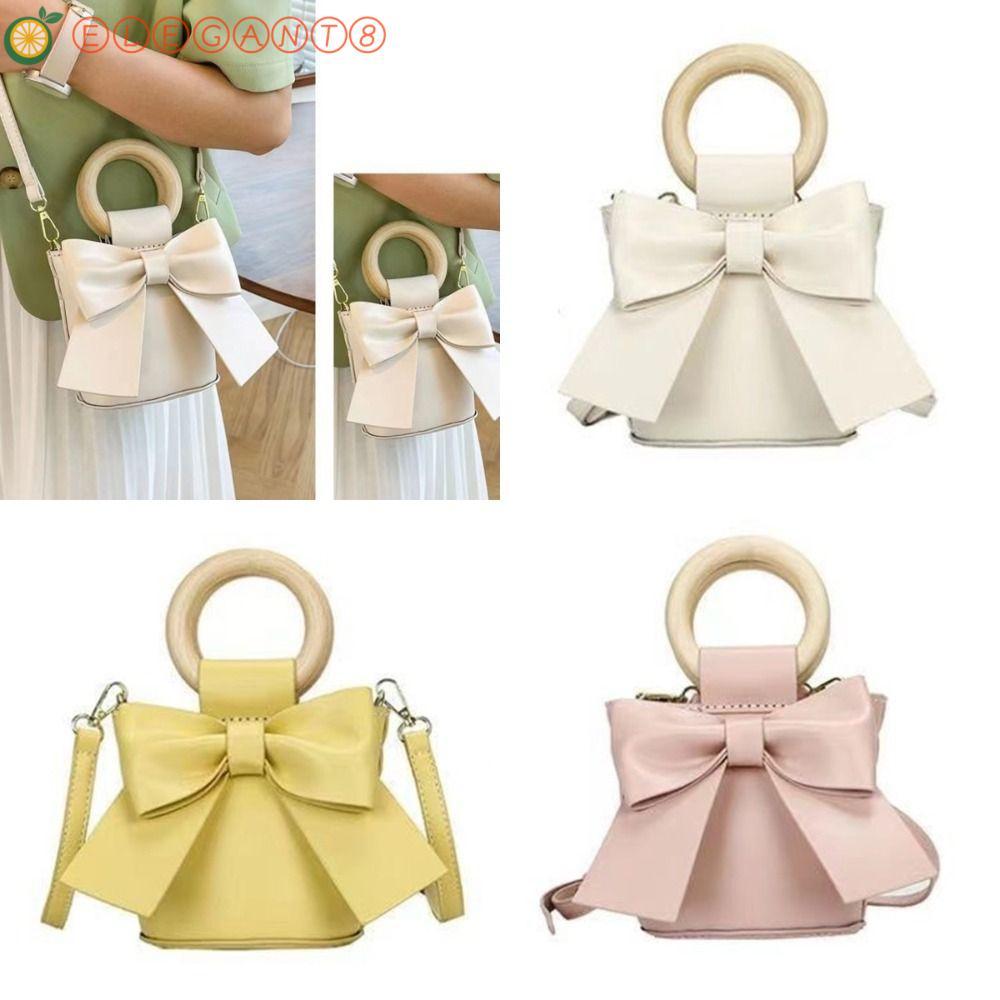 AELEGANT DIY กระเป๋าหนังทําชุด,สไตล์เกาหลี PU หนัง Crossbody Bucket Bag Making วัสดุ, น่ารัก Bowknot คุณภาพสูงถักโครเชต์กระเป๋าทอชุด