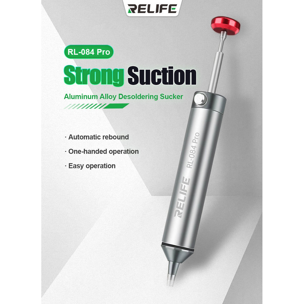 RELIFE RL-084 Pro ดูดที่แข็งแกร่งอลูมิเนียม Desoldering Sucker ดูดสูญญากาศที่มีประสิทธิภาพสําหรับ PCB การบัดกรี Removal & Repair