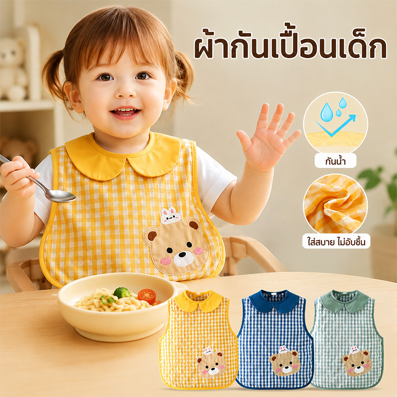 ผ้ากันเปื้อนเด็ก ผ้ากันเปื้อน  กันน้ำกันเปื้อน  ปลอกคอแบบตุ๊กตา ผ้ากันเปื้อนอาหารเด็กทารก