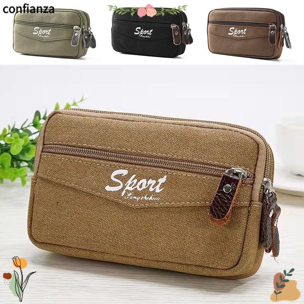 CONFIANZA กระเป๋ากีฬา,ที่วางโทรศัพท์กันน้ําแบบพกพากระเป๋าคาดเอว,ผ้าใบมัลติฟังก์ชั่นสันทนาการกระเป๋าเข็มขัดทุกวัน