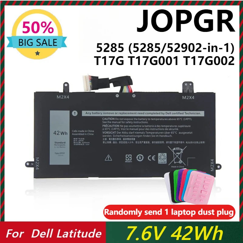7.6V 42Wh J0PGR แบตเตอรี่แล็ปท็อปสําหรับ Dell Latitude 12 5285 5290 2-in-1 T17G 0J0PGR JOPGR X16TW 1