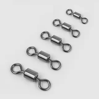 [GOOY] 100 ชิ้นหมุนตกปลาสแตนเลส Rolling Barrel Swivels Fishing Line Connector Micro Swivel Fishing Lure แหวนหมุน TH