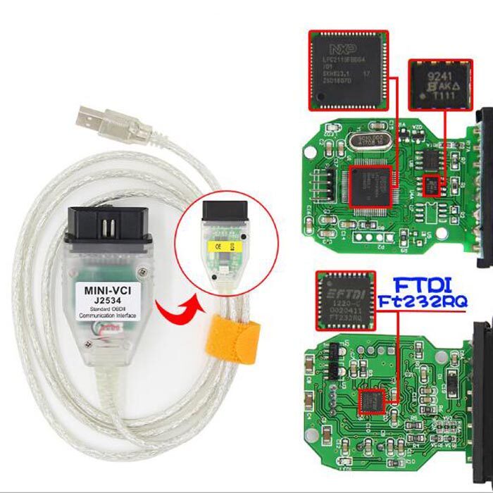 Mini VCI V18.00008 FT232RQ Techstream J2534 เหมาะสําหรับ Toyota Diagnostic Hidden