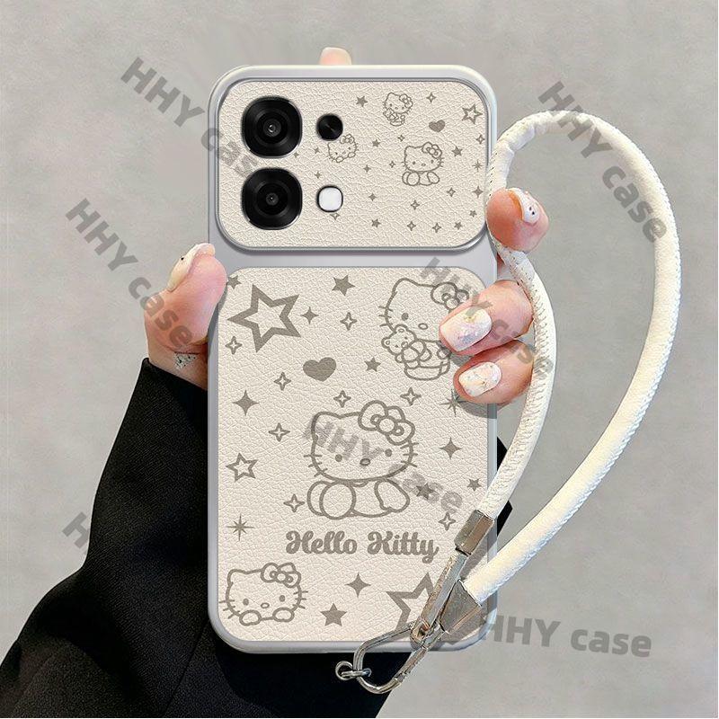 เคส OPPO A6 Pro 5G เคส OPPO A5 Pro 5G เคส กรณีพื้นผิวหนังหน้าต่างขนาดใหญ่เหมาะสําหรับ Hello Kitty Star เคสโทรศัพท์ Full Hello Kitty ฝาครอบ HHY กรณี