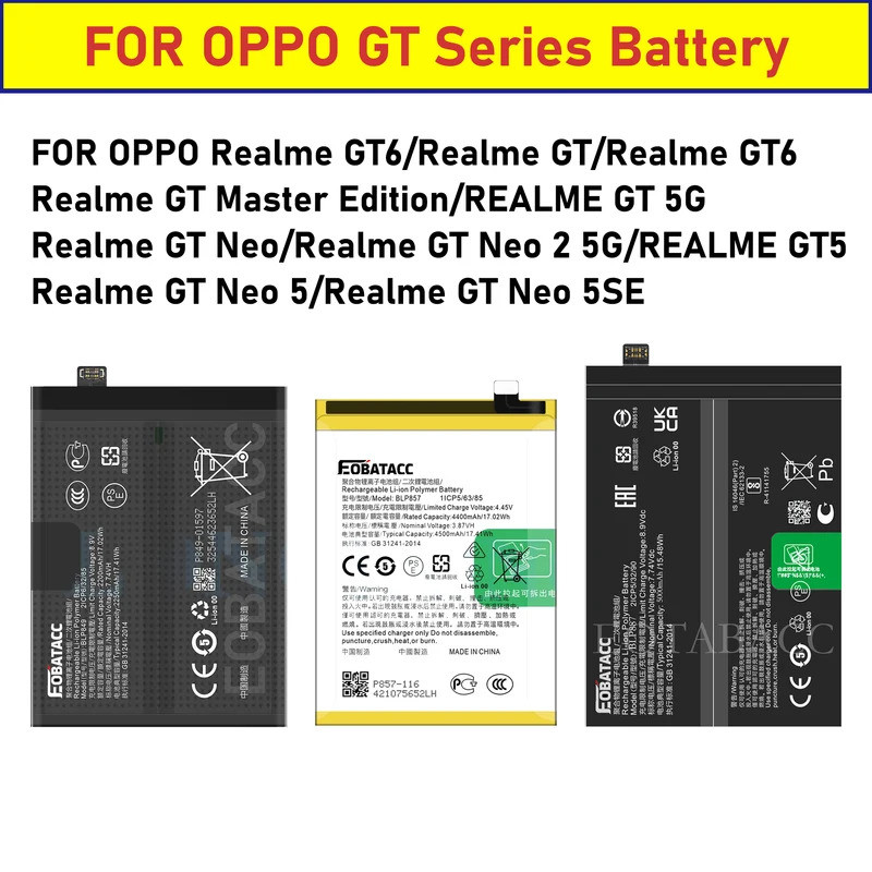 2026 ปีใหม่ BLP809 BLP849 BLP857 BLP887 BLP919 BLP947 BLPA25 แบตเตอรี่สําหรับ Oppo Realme GT Neo 2 3