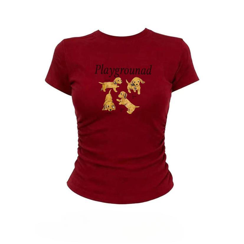 เสื้อแขนสั้นพิมพ์ลายสุนัขการ์ตูนสไตล์อินสตาแกรม ลดราคาพิเศษเฉพาะช่วงเวลานี้ รีบซื้อก่อนวันเงินเดือนออก!