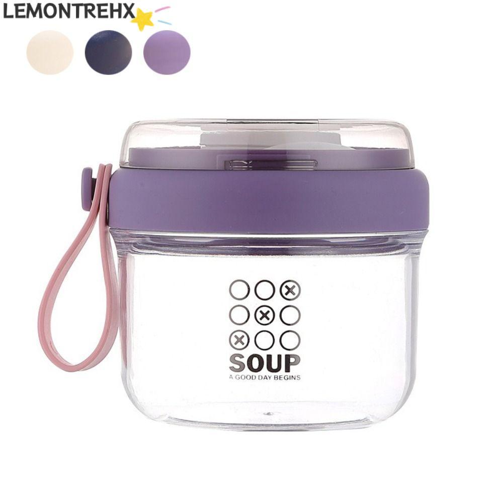 LEMONTREAL ถ้วยอาหารเช้า,ปิดผนึกชามโยเกิร์ตป้องกันการรั่ว,แบบพกพา 650ml นํากลับมาใช้ใหม่ด้วยช้อนสลัดถ้วยสําหรับข้าวโอ๊ตธัญพืชถั่วโยเกิร์ต