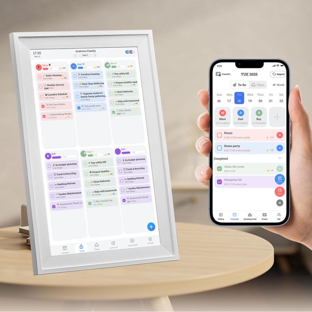 Banana_pie-th 15.6 นิ้ว WiFi ปฏิทินอัจฉริยะกรอบรูปดิจิตอลหน้าจอสัมผัส Family Planner Chore Chart AU 