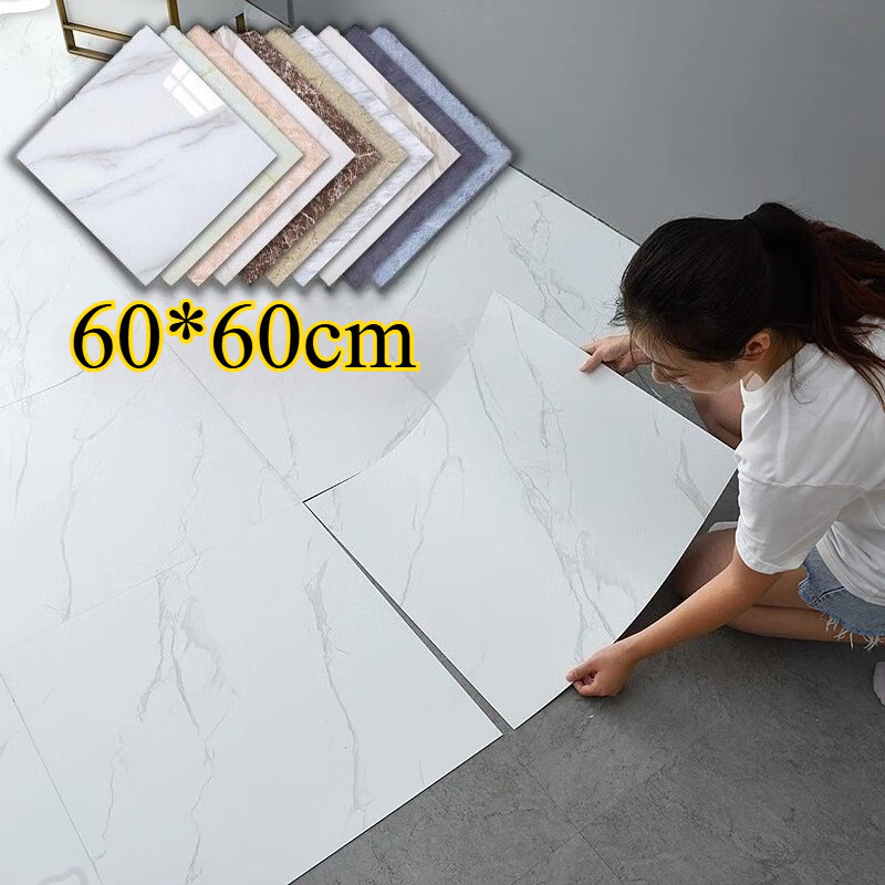 60x60 ซ สติ๊กเกอร์พื้น PVC ไวนิล ลายหินอ่อน มีกาวในตัว ถอดออกได้ กันน้ำ คุณภาพสูง สำหรับปูพื้นกระเบื้อง ติดผนัง ตกแต่งบ
